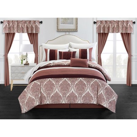 FIXTURESFIRST Finnick 20 Piece Comforter Set, Brick Queen FI2209697